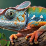 Animal lizard in nature, multi colored and close up ,generative AI