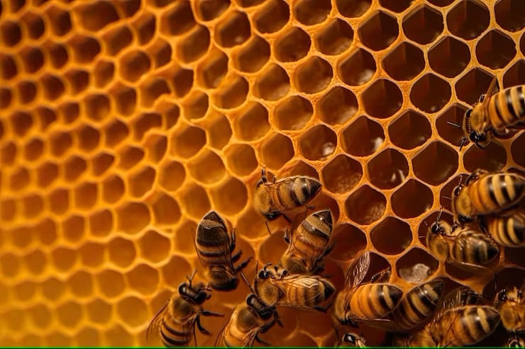 close-up-honeycomb-with-bee-honey-ai-generative_123827-23668