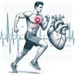 DALL·E 2023-10-17 22.46.41 – illustration of a man exercising vigorously, with an emphasis on his heart. The heart should be depicted in a detailed manner to showcase its importan